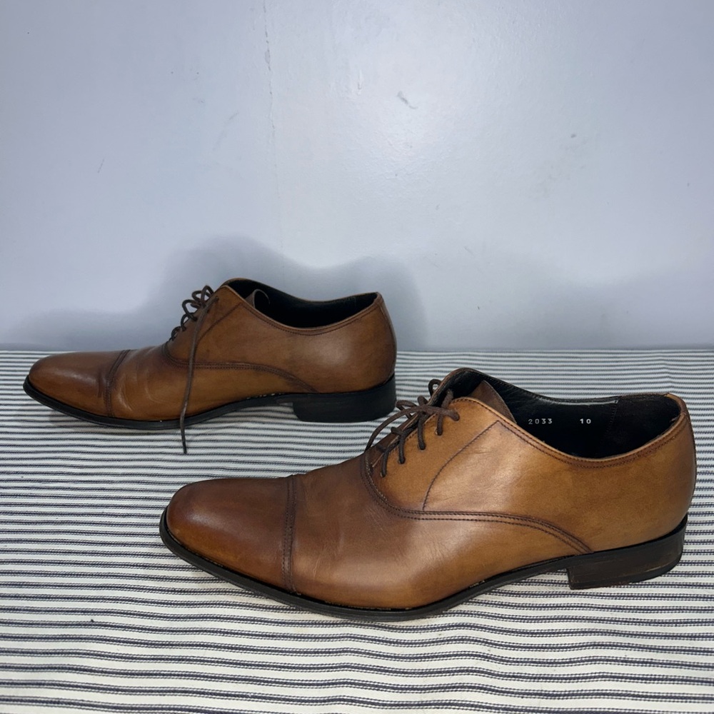 Men's To Boot New York Aiden Cap Toe Brown Leather Oxford Size 10